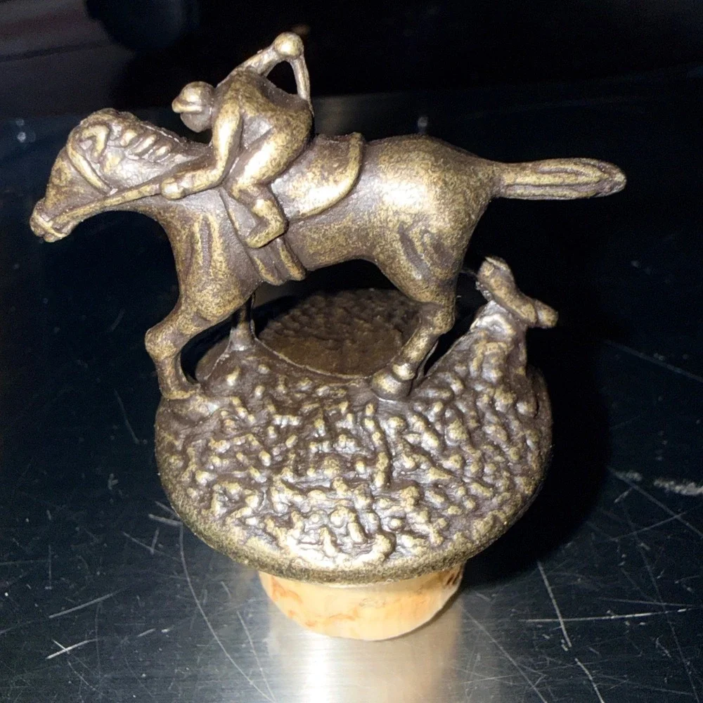 Blanton's Bourbon Bottle Stopper Horse Jockey Letter O Bronze Metal New
